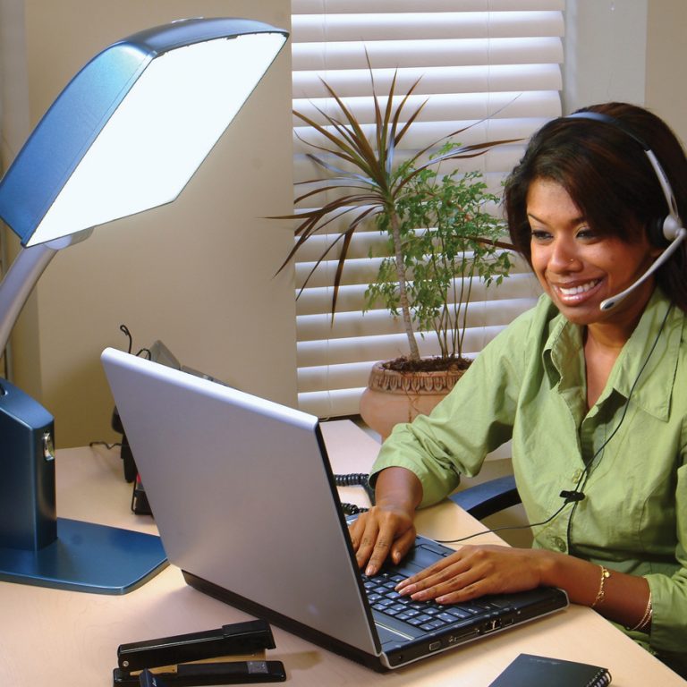 Woman-Working-In-Front-Of-Day-Light-Sky