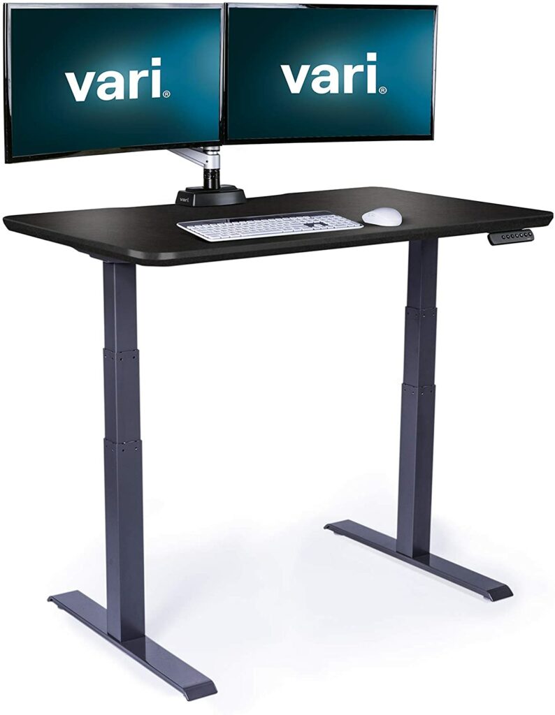 VARI-Electric-Standing-Desk-48inch-Push-Button-Memory-function-and-settings-Dual-Motor-Solid-Top-and-Adjustable-Steel-Legs 

