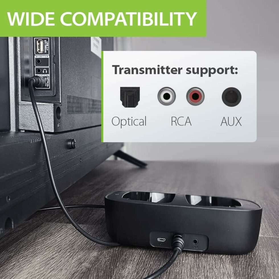Cuffie TV Wireless Avantree Ensemble - Compatibili Con Ottico, AUX O Bluetooth, 35 Ore Autonomia, Base Ricarica - Foto 5