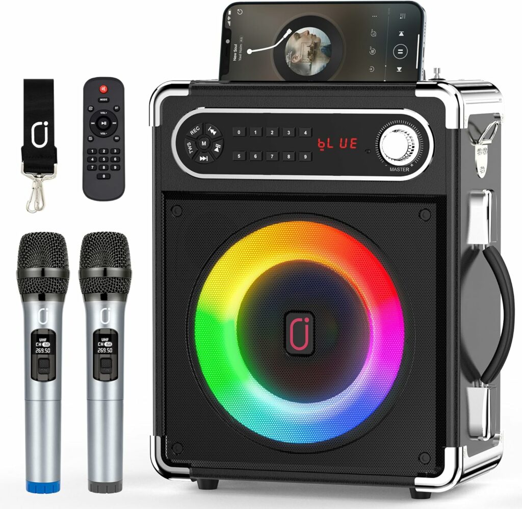 JYX-Karaoke-Machine-with-Two-Wireless-Microphones